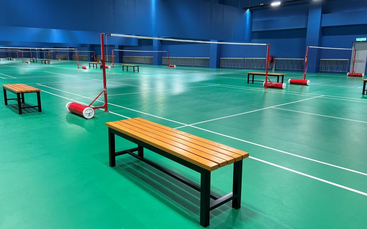 Piso de quadra de badminton em PVC pronto para instalar